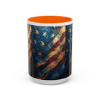 Distressed American Flag Accent Coffee Mug | 11oz 15oz - 250 USA Celebration