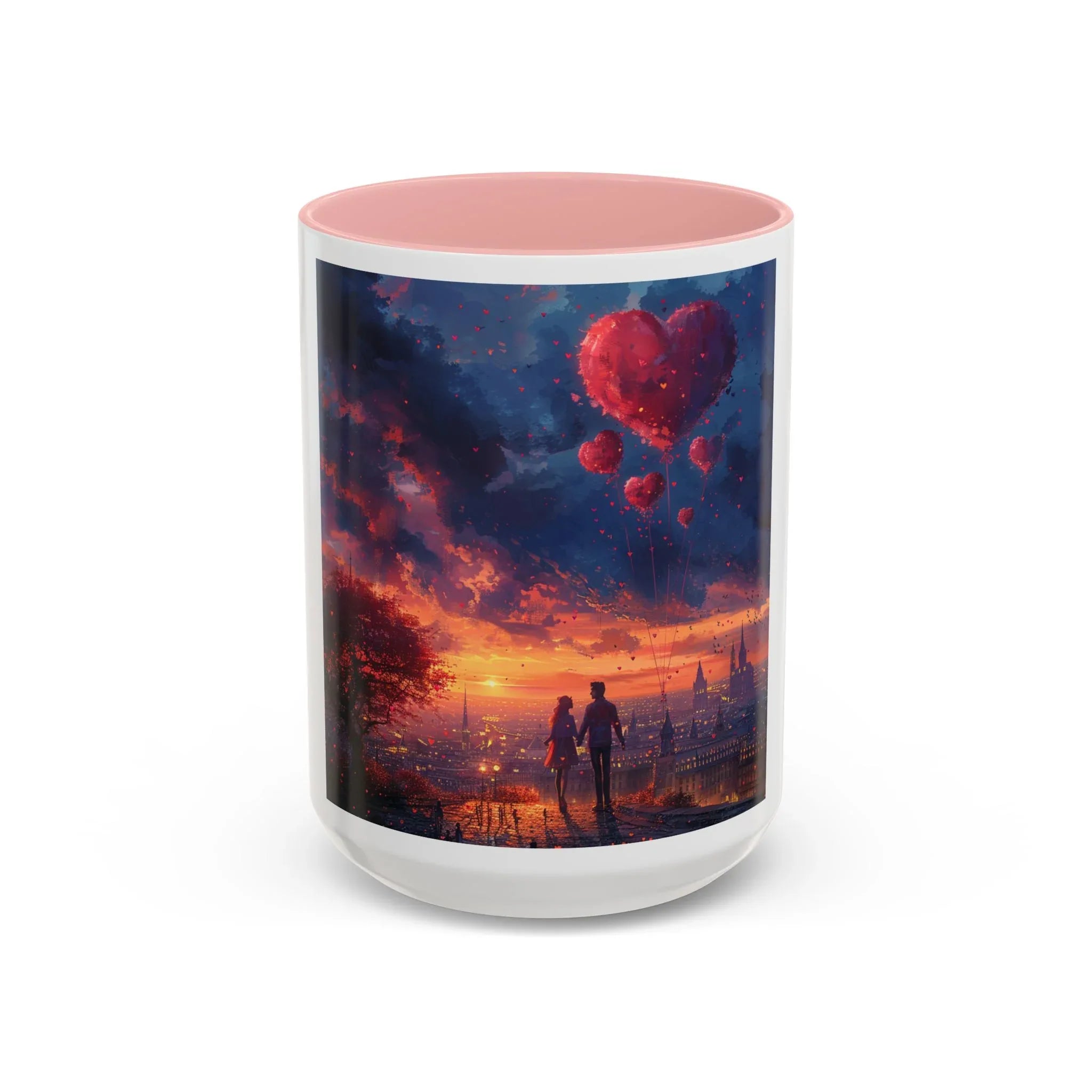 Romantic Sunset Coffee Mug, Love Gift Couples, Heart Design, Cozy Gift for Friends, Coffee Lover Gift, Valentine's Day Women's Merchandise - 250 USA Celebration