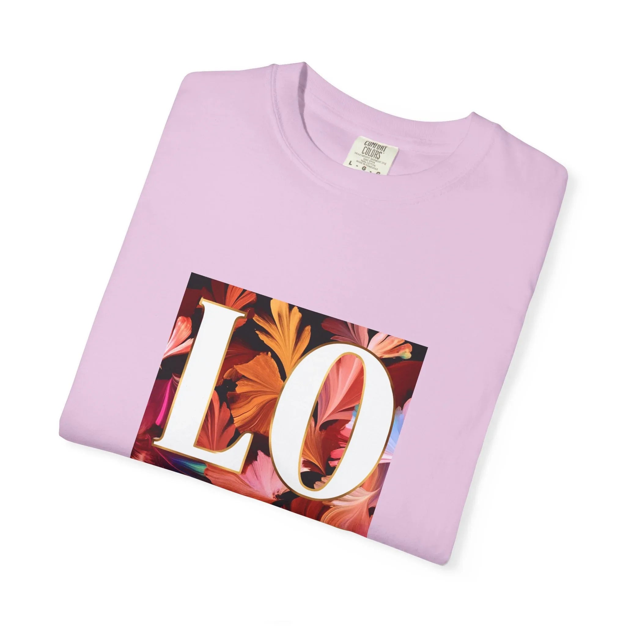 LOVE Floral Block T-Shirt | Tropical Flowers Typography - 250 USA Celebration