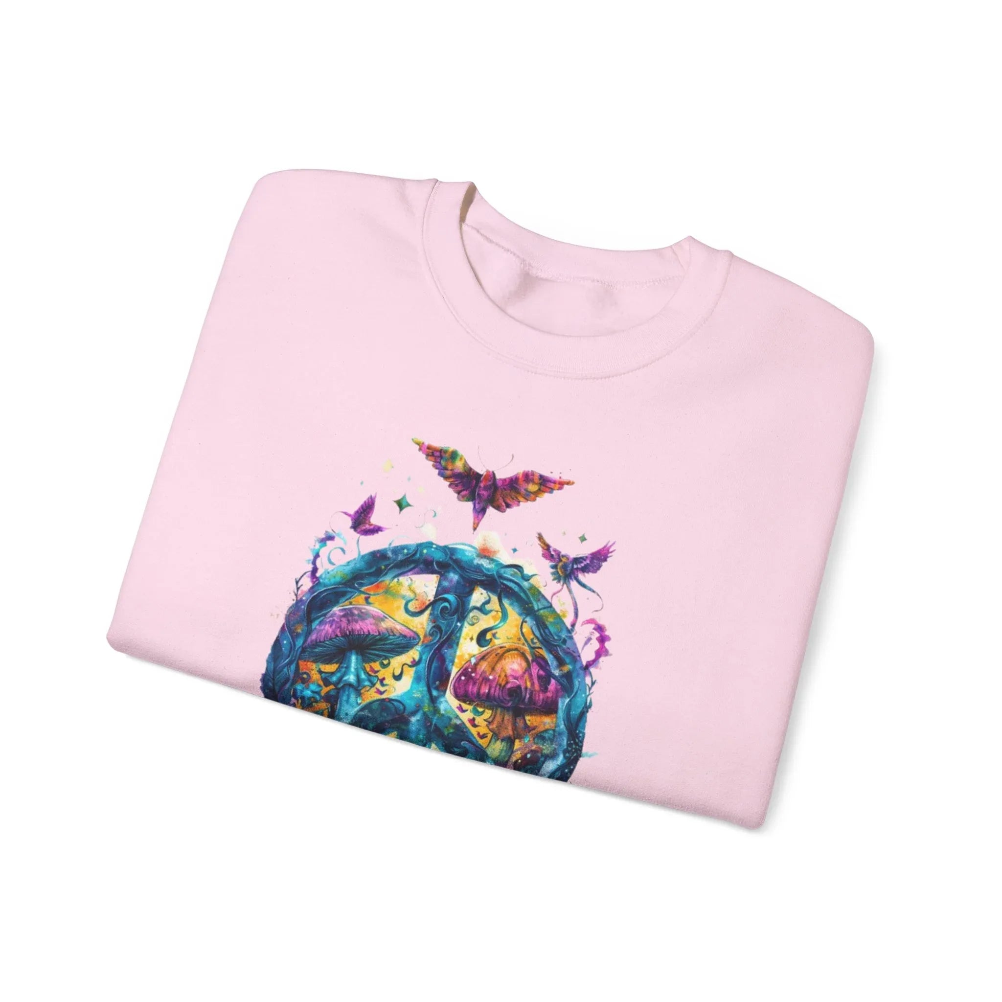 Psychedelic Mushroom Peace Sign Crewneck Sweatshirt | 60s Hippie Tie-Dye - 250 USA Celebration