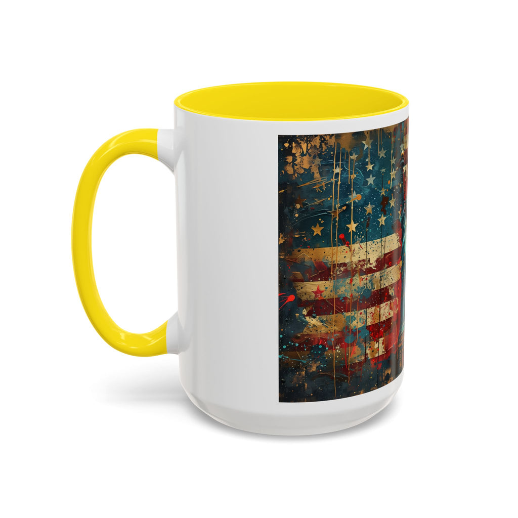 Liberty Statue American Flag Coffee Mug — Patriotic Vintage Accent Mug (11/15oz)