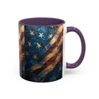 Distressed American Flag Accent Coffee Mug | 11oz 15oz - 250 USA Celebration