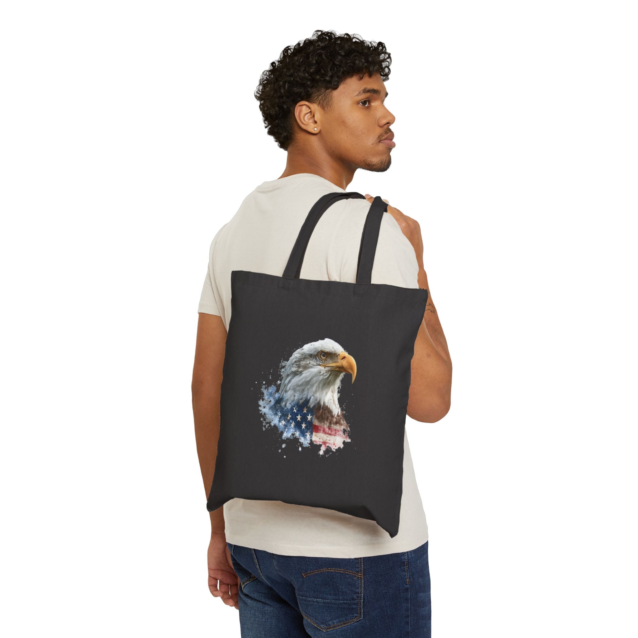 Patriotic Cotton Canvas Tote Bag, Eagle Design, Celebrate America 250, Eco-Friendly Shopping Bag, Gift for USA Lover, 4th of July, [...]