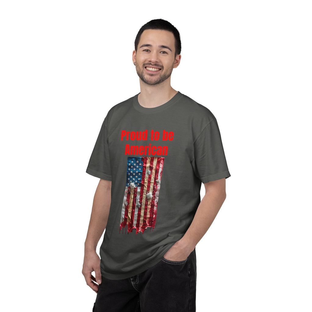 Proud to be American T-Shirt — Distressed Flag Patriotic Tee for 4th of July