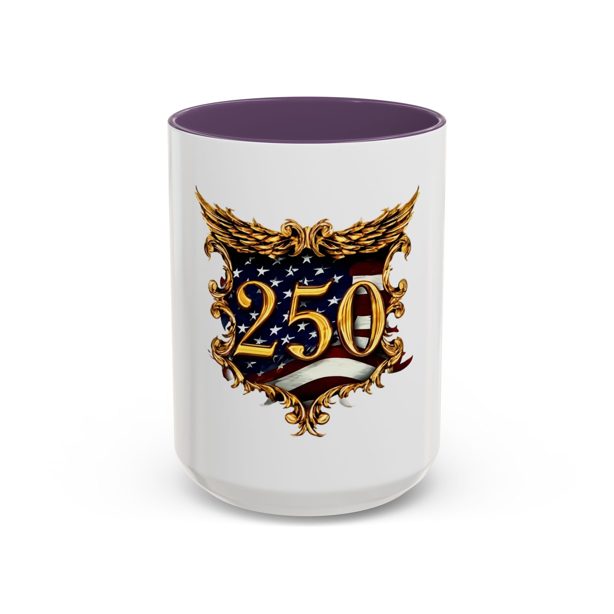 250th Anniversary American Flag Accent Coffee Mug — Patriotic 250th Year Anniversary Celebration Gift