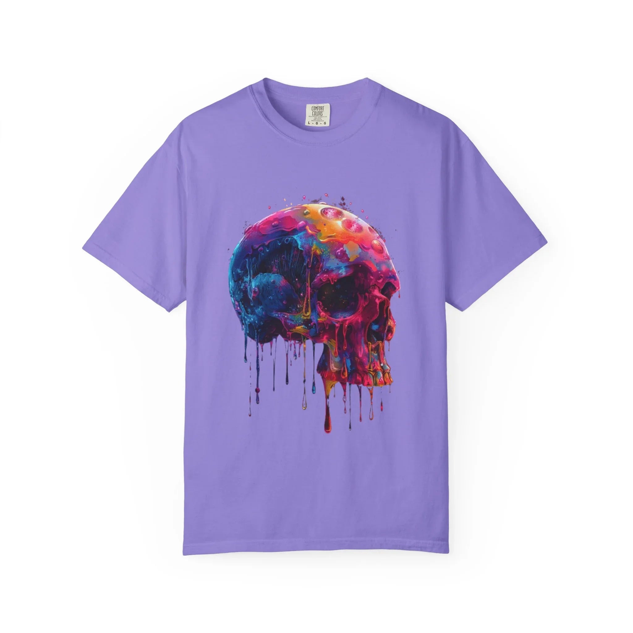 Colorful Drip Skull T-shirt | Watercolor Skull Shirt, Artistic Gothic Tee - 250 USA Celebration