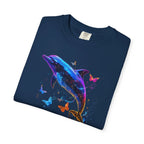 Colorful Dolphin Splash with Butterflies T-Shirt | Ocean Animal Tee - 250 USA Celebration