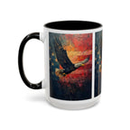 Colorful Mugs (11oz, 15oz) American Eagle Flying Coffee Cup, Patriotic American Eagle flying with American Flag in background - 250 USA Celebration