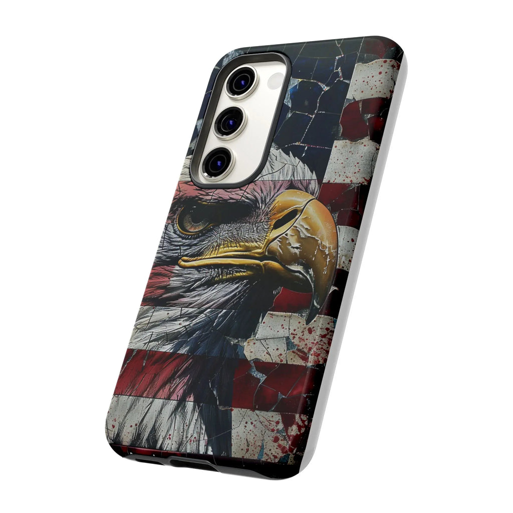 American Flag Bald Eagle phone case | Patriotic iPhone cover, cracked vintage flag design - 250 USA Celebration