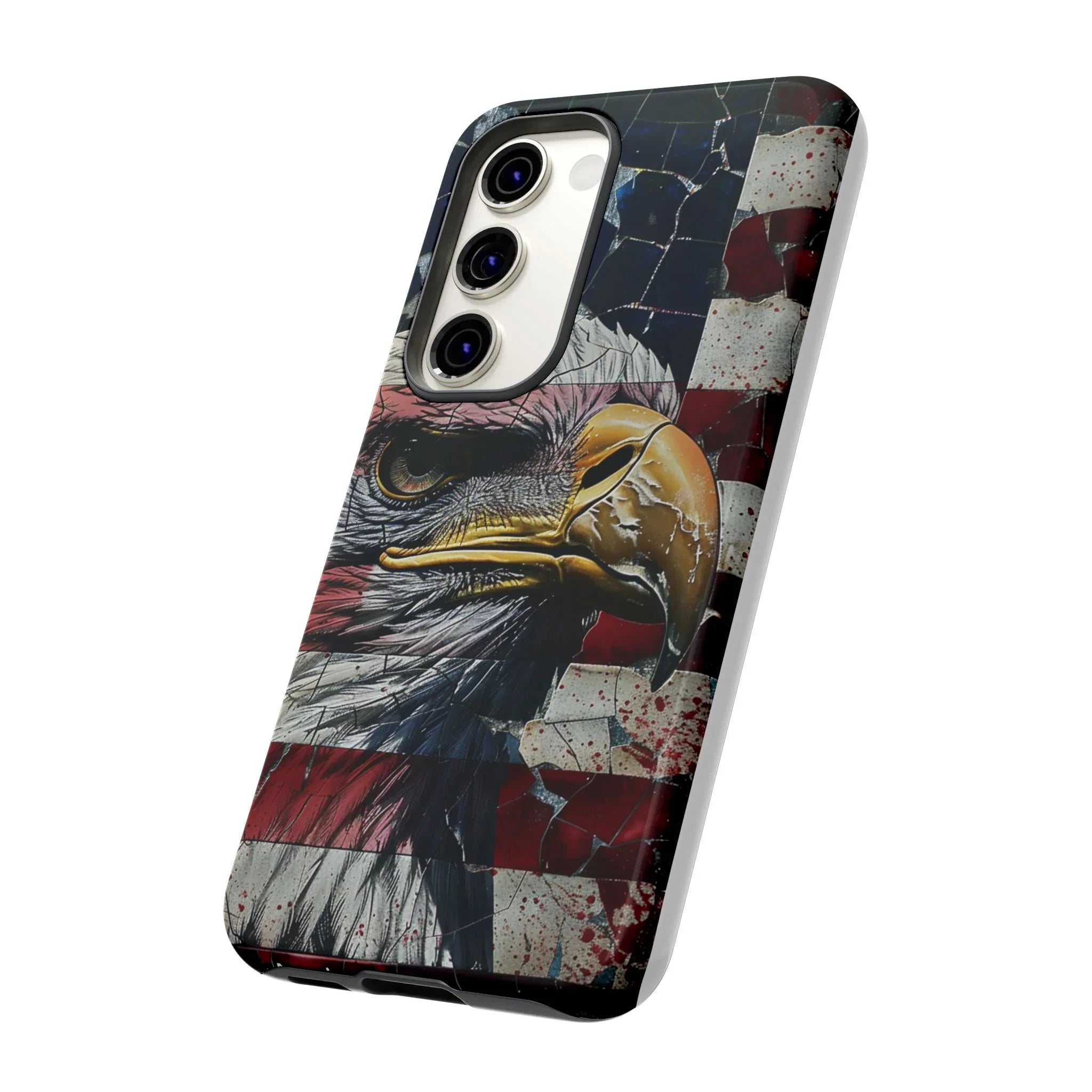 American Flag Bald Eagle phone case | Patriotic iPhone cover, cracked vintage flag design - 250 USA Celebration