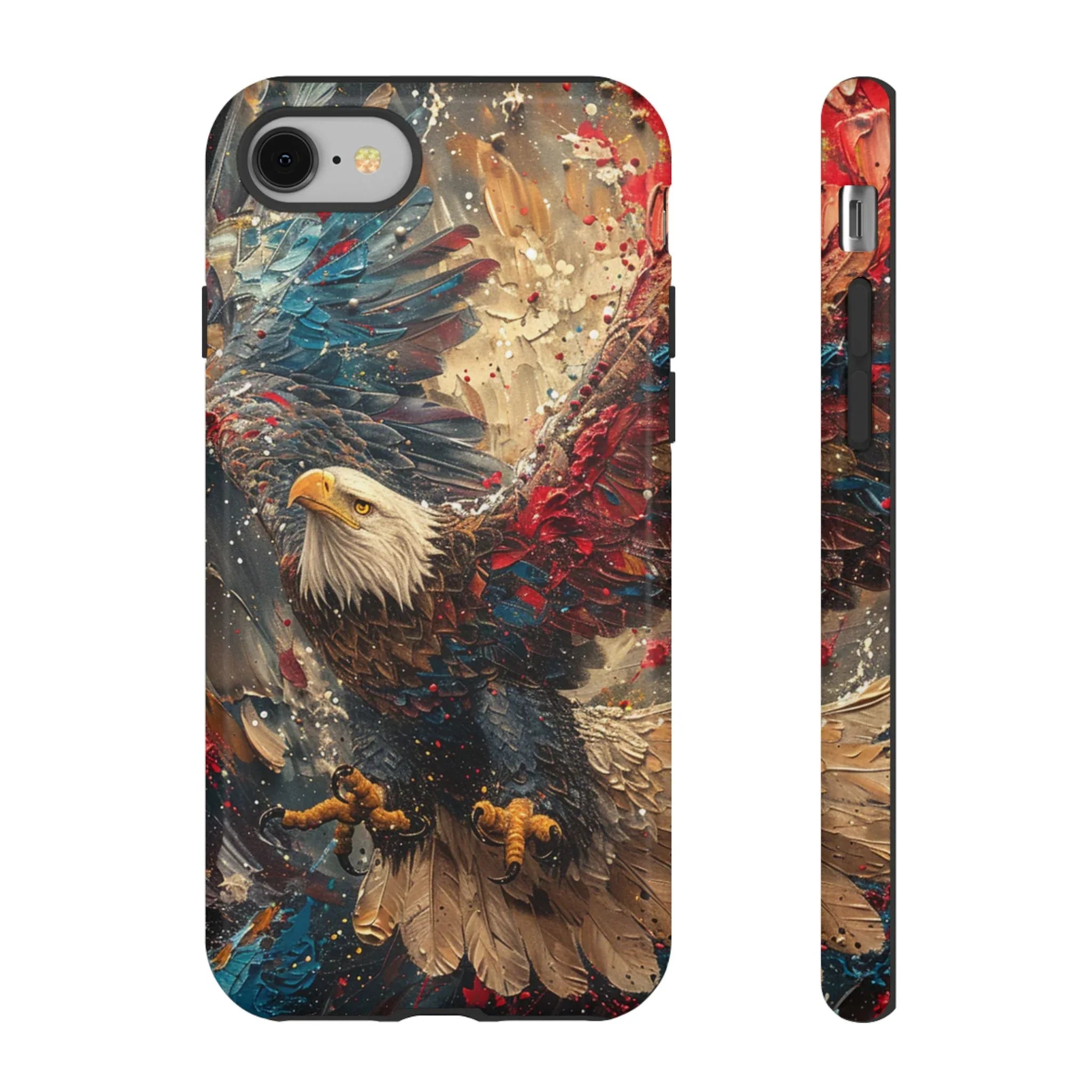 Patriotic Bald Eagle Tough Case | iPhone Phone Case, Red Blue Feather Art - 250 USA Celebration
