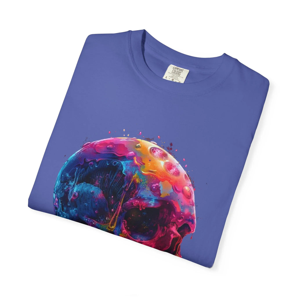 Colorful Drip Skull T-shirt | Watercolor Skull Shirt, Artistic Gothic Tee - 250 USA Celebration