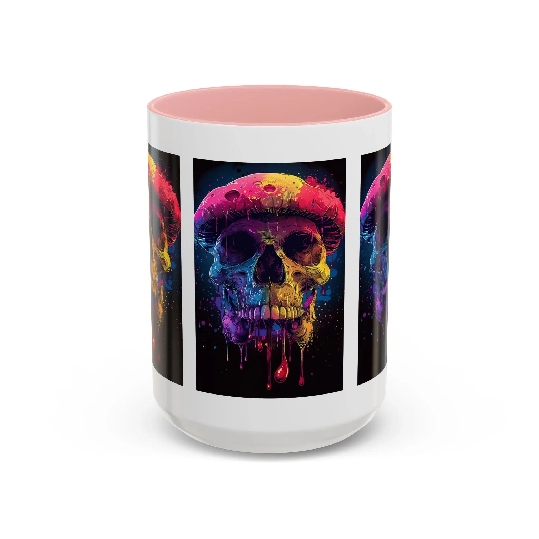 Psychedelic Mushroom Skull Rainbow Drip Mug | Blacklight Reactive Coffee Mug - 250 USA Celebration