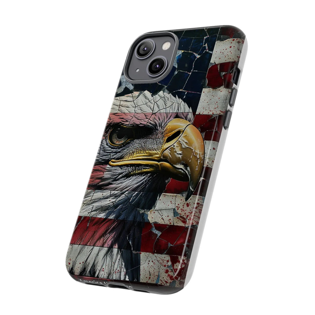 American Flag Bald Eagle phone case | Patriotic iPhone cover, cracked vintage flag design - 250 USA Celebration