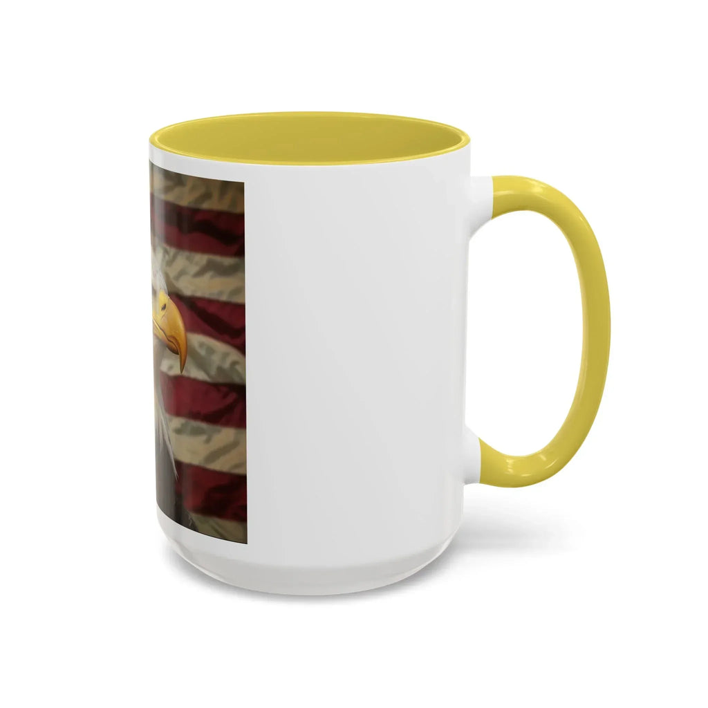 Colorful Mugs (11oz, 15oz) American eagle with American flag, fireworks all around the eagle, patriotic themed - 250 USA Celebration