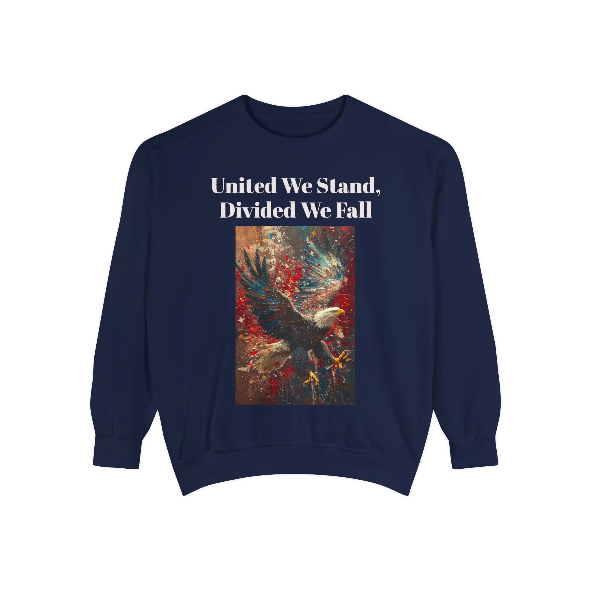United We Stand Sweatshirt | Unisex Garment-Dyed Crewneck | Eagle Design | Cozy Fashion | Perfect for Casual Wear, Gift for Him or [...] - 250 USA Celebration