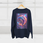 Neon Mystic Dolphin Ring sweatshirt | Glowing Butterflies, Fantasy Ocean Art - 250 USA Celebration
