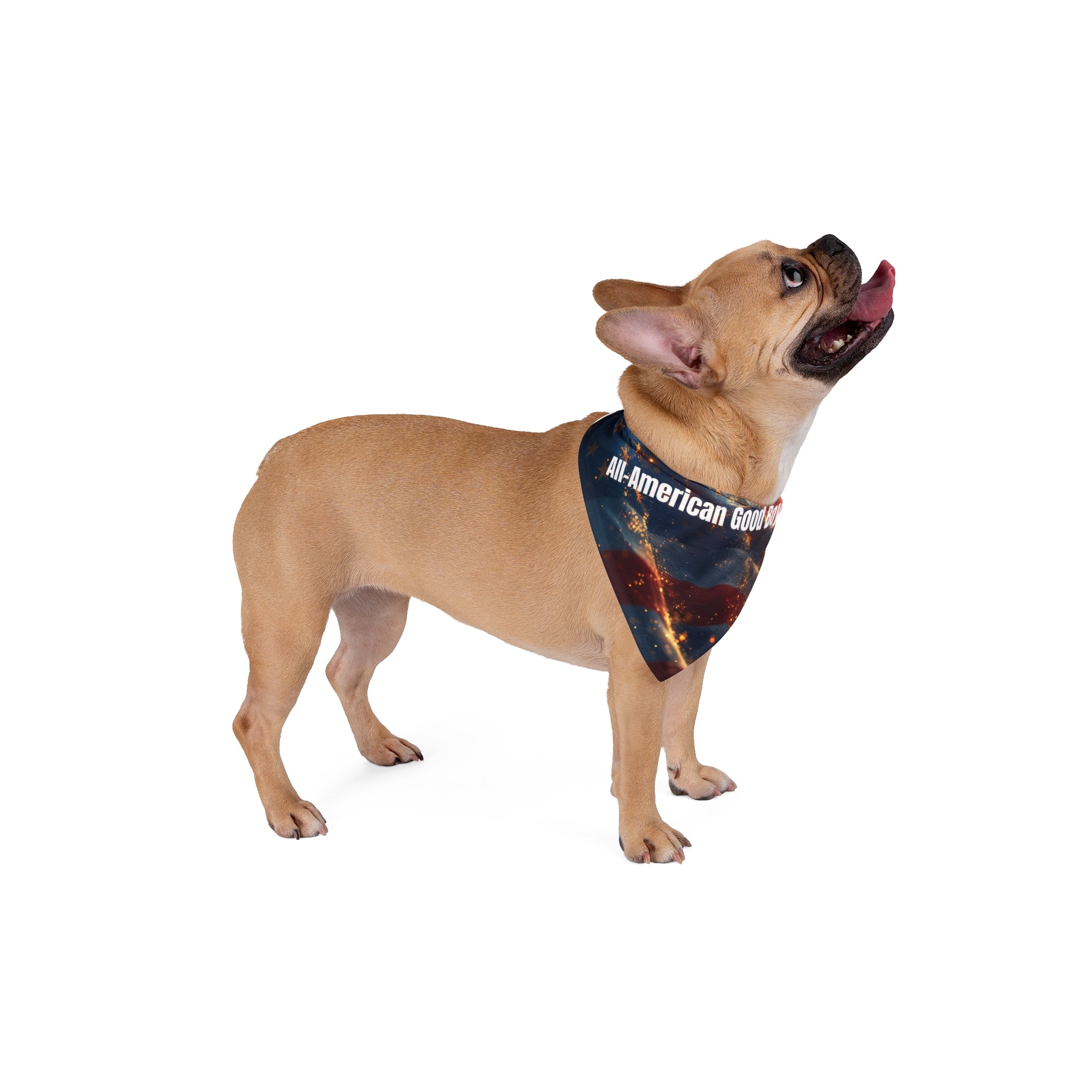 All-American Good Boy Pet Bandana - Patriotic Dog Scarf for 4th of July & Veterans Day