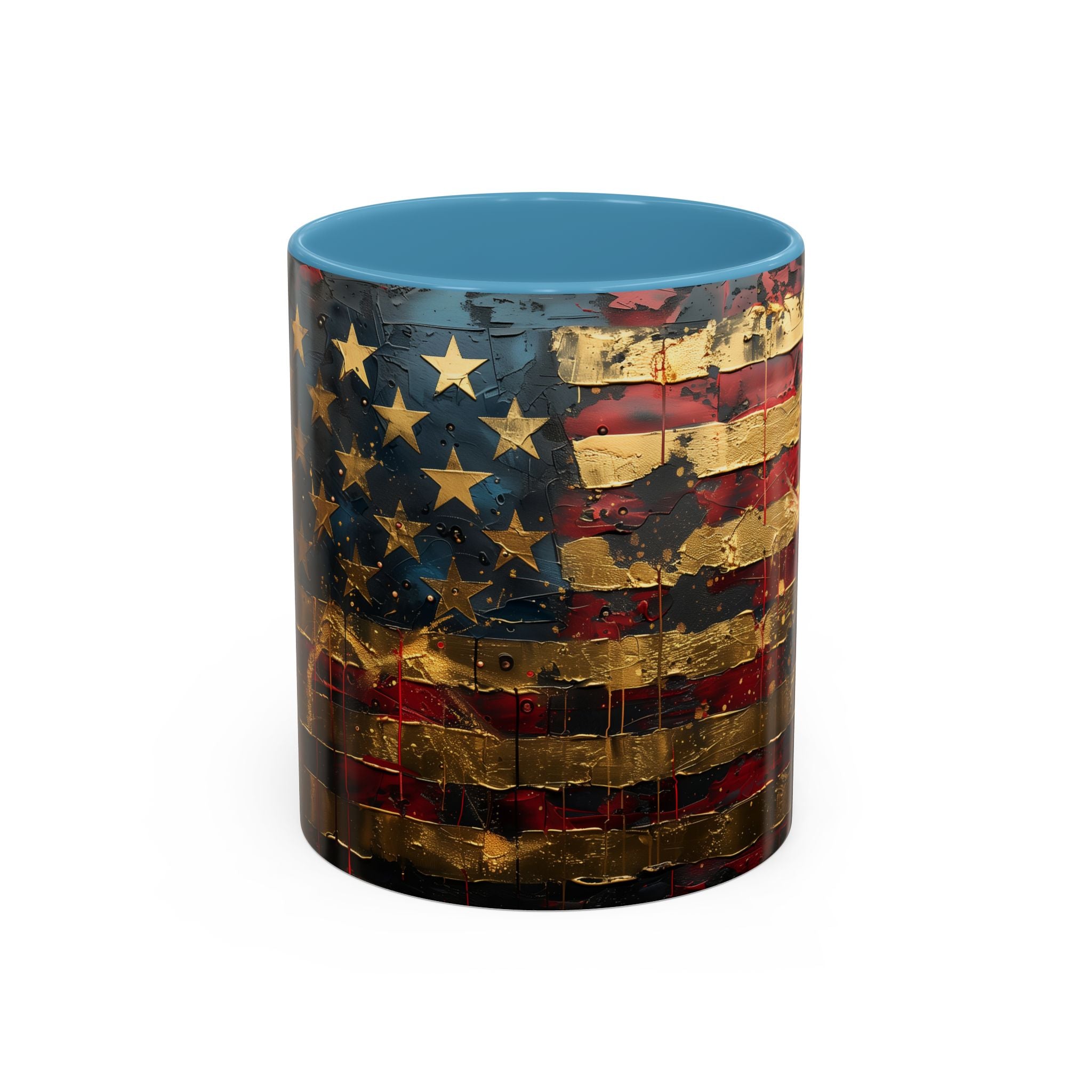Distressed American Flag Accent Coffee Mug — Patriotic 11/15oz