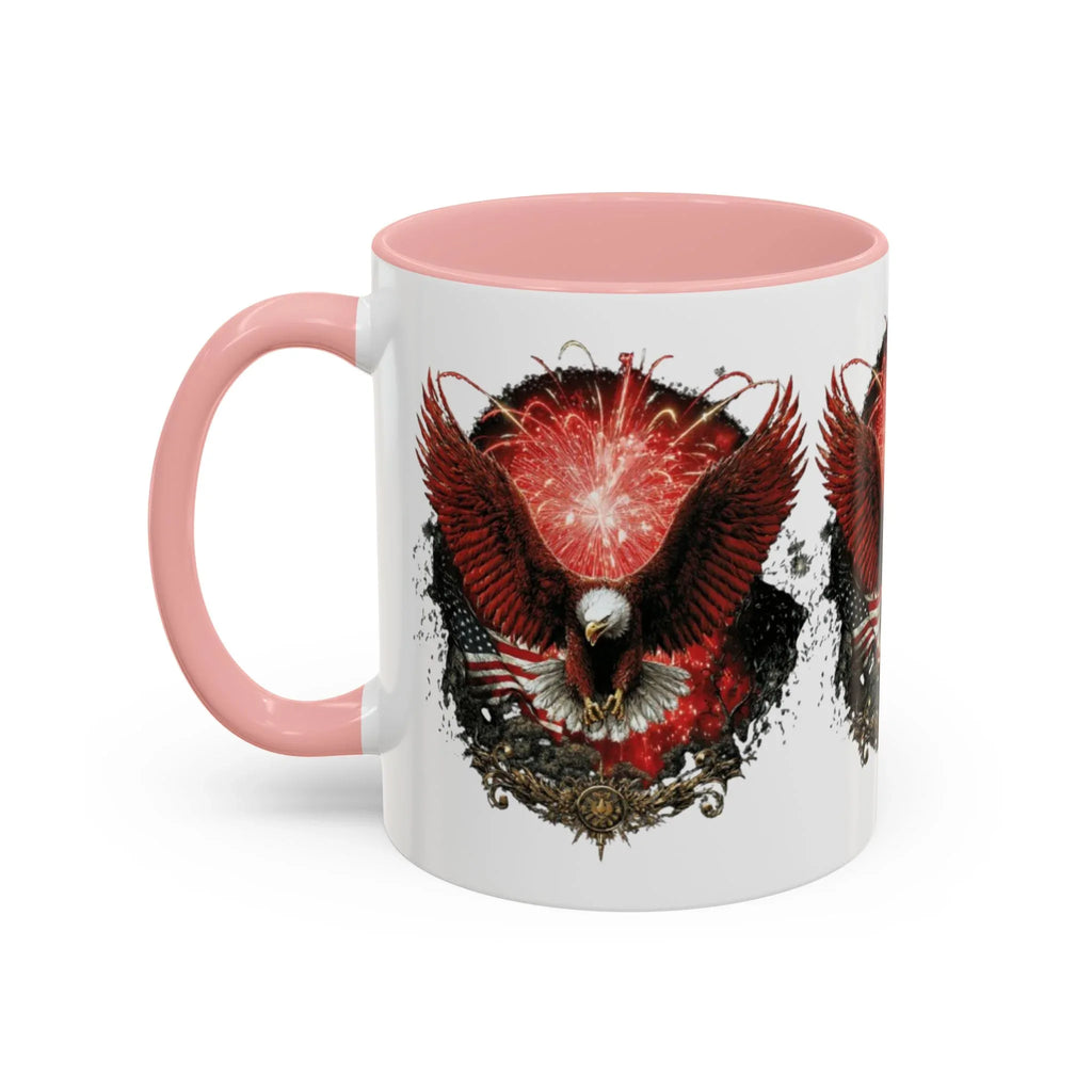 Red Eagle Emblem Accent Coffee Mug | Patriotic Eagle Design - 250 USA Celebration