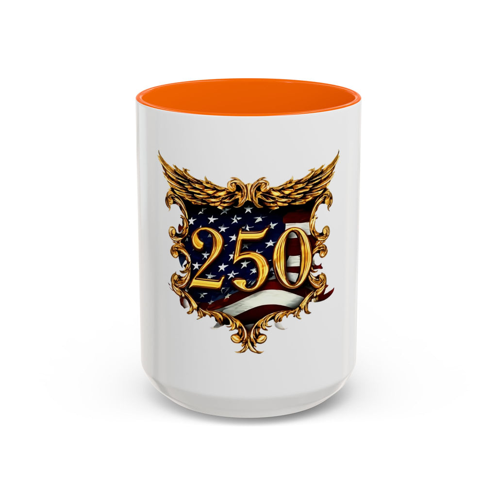 250th Anniversary American Flag Accent Coffee Mug — Patriotic 250th Year Anniversary Celebration Gift