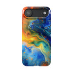 Abstract Color Swirl Slim Phone Case | Blue Orange Marble Galaxy - 250 USA Celebration