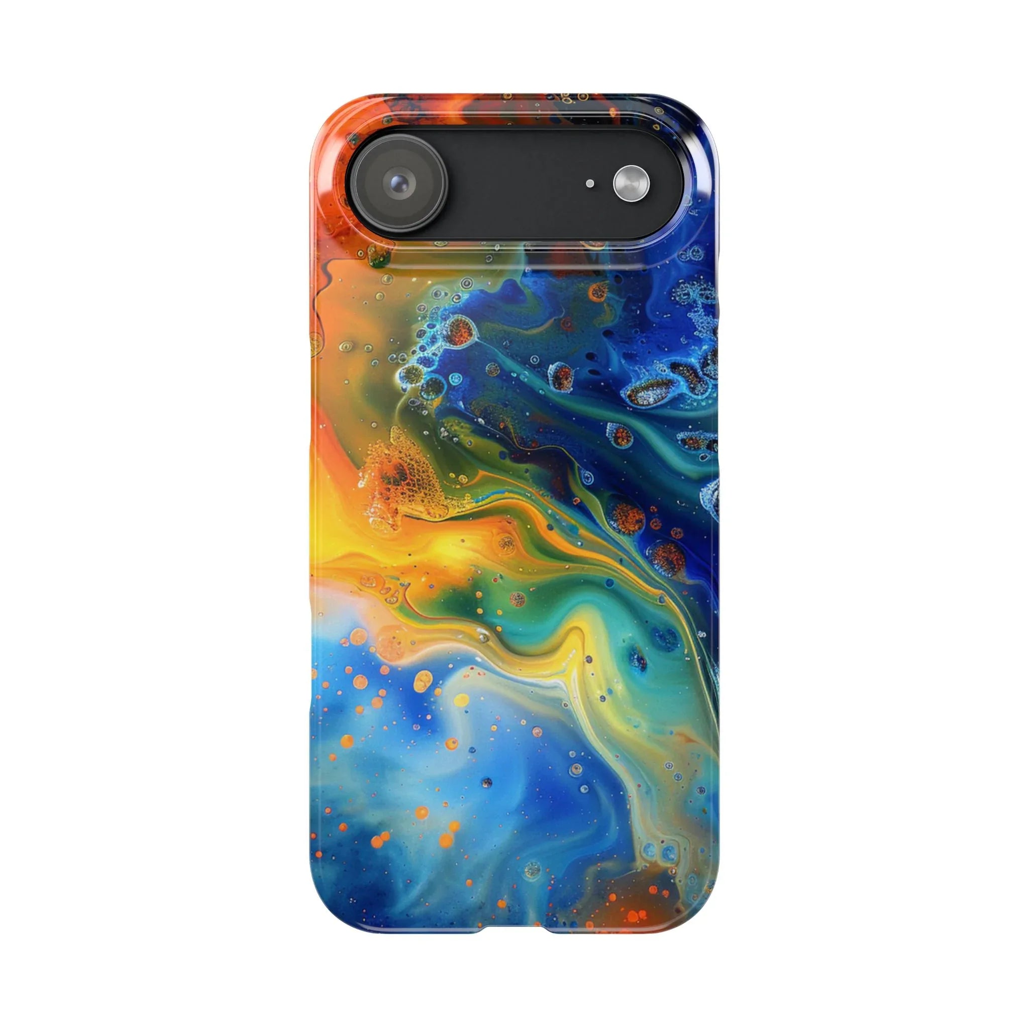 Abstract Color Swirl Slim Phone Case | Blue Orange Marble Galaxy - 250 USA Celebration