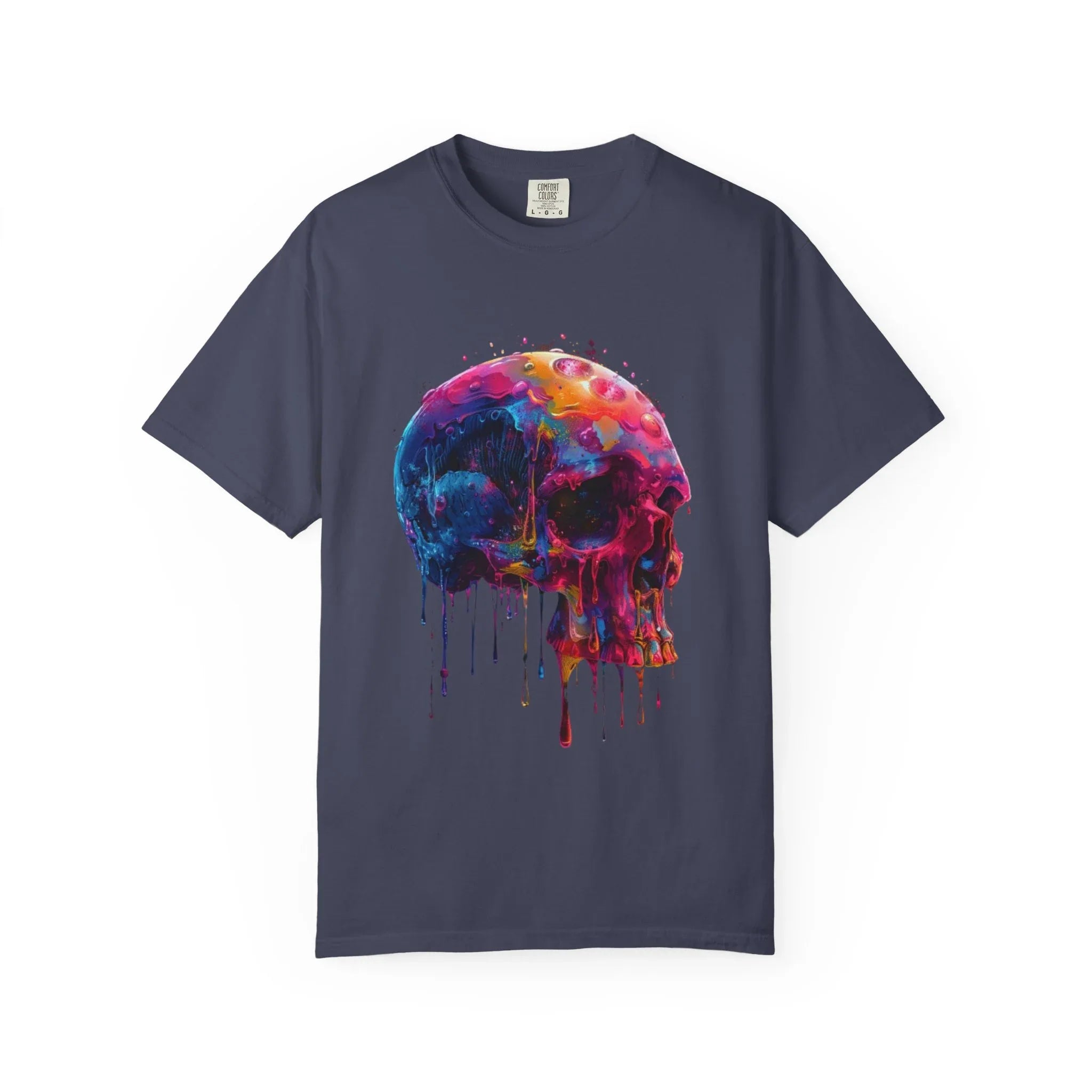 Colorful Drip Skull T-shirt | Watercolor Skull Shirt, Artistic Gothic Tee - 250 USA Celebration