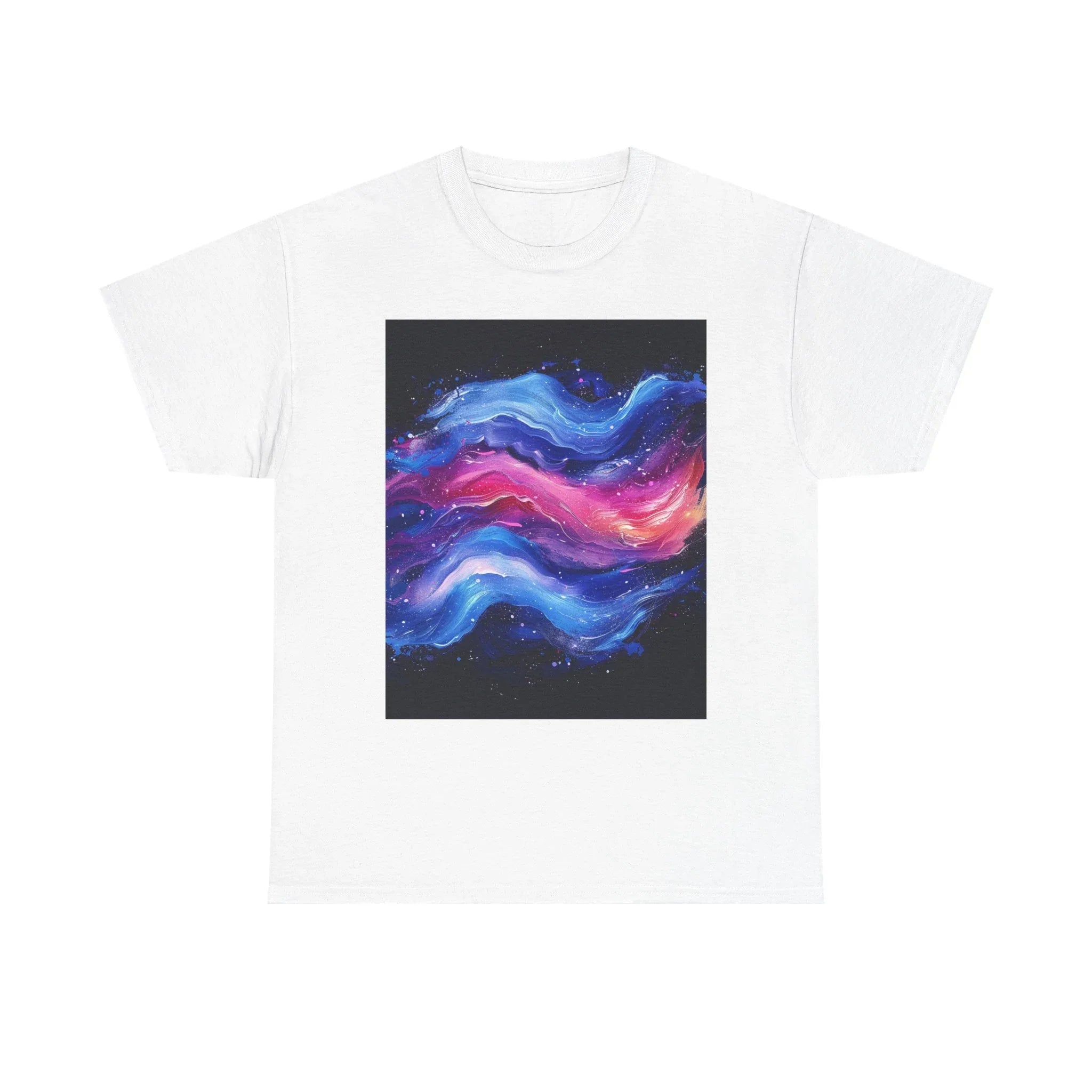 Galaxy Wave Abstract Art T-Shirt | Cosmic Pink Blue Nebula - 250 USA Celebration
