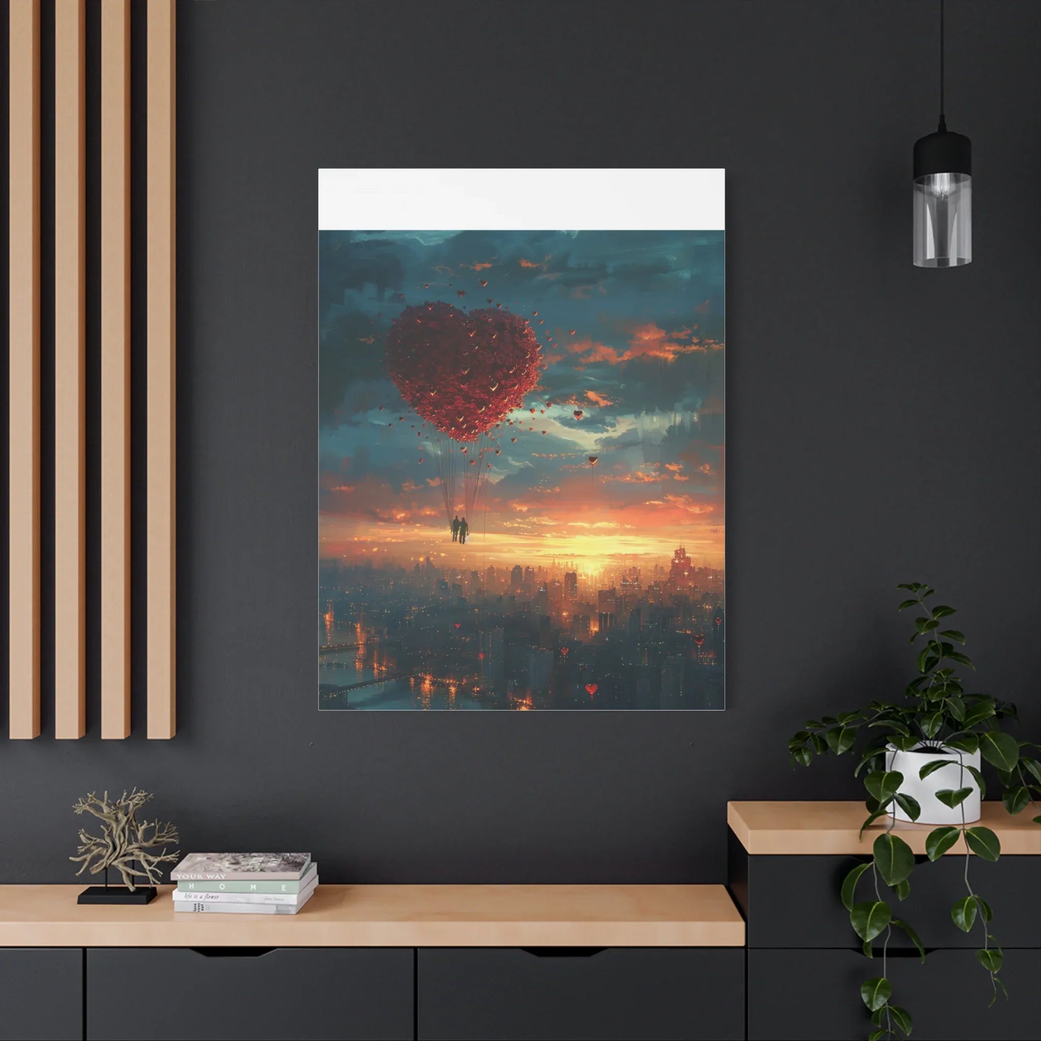 Romantic Canvas Wall Art, Love, Heart Balloon Art, Gift for Couples, Valentines Wall Decor, Valentine's Day Women's Merchandise, Valentines - 250 USA Celebration