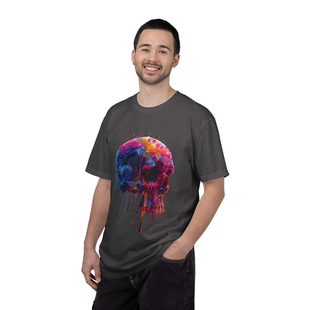 Colorful Drip Skull T-shirt | Watercolor Skull Shirt, Artistic Gothic Tee - 250 USA Celebration