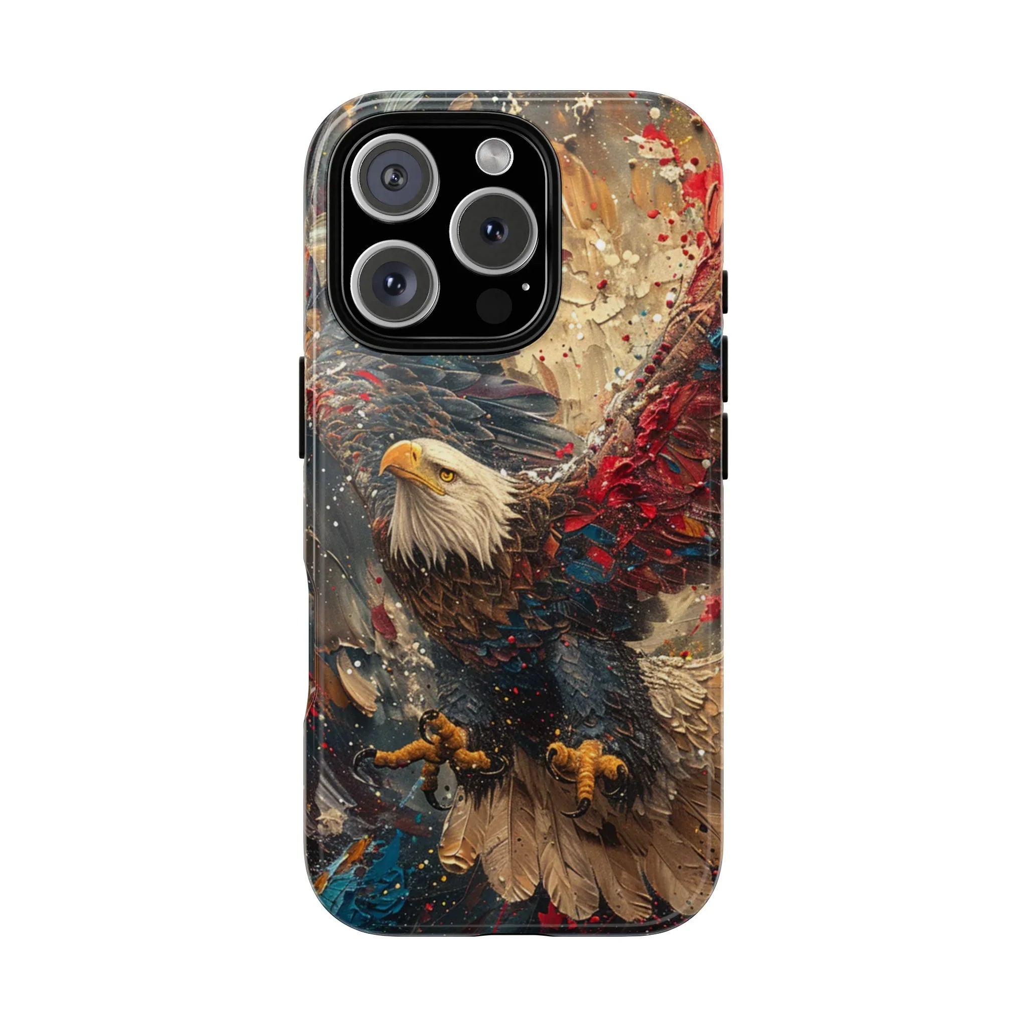 Patriotic Bald Eagle Tough Case | iPhone Phone Case, Red Blue Feather Art - 250 USA Celebration