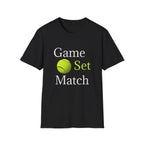 Game Set Match T-Shirt | Tennis Ball Graphic Tee - 250 USA Celebration
