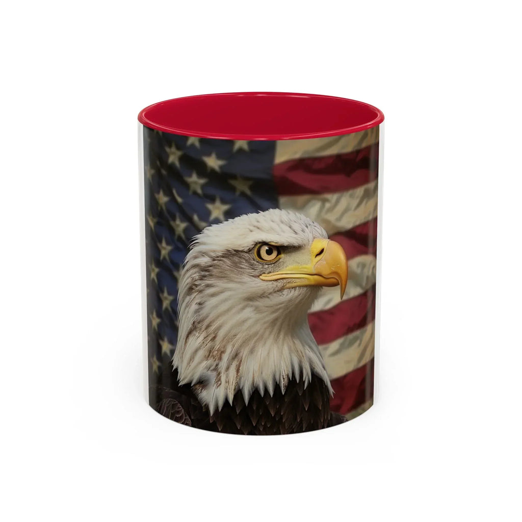 Colorful Mugs (11oz, 15oz) American eagle with American flag, fireworks all around the eagle, patriotic themed - 250 USA Celebration