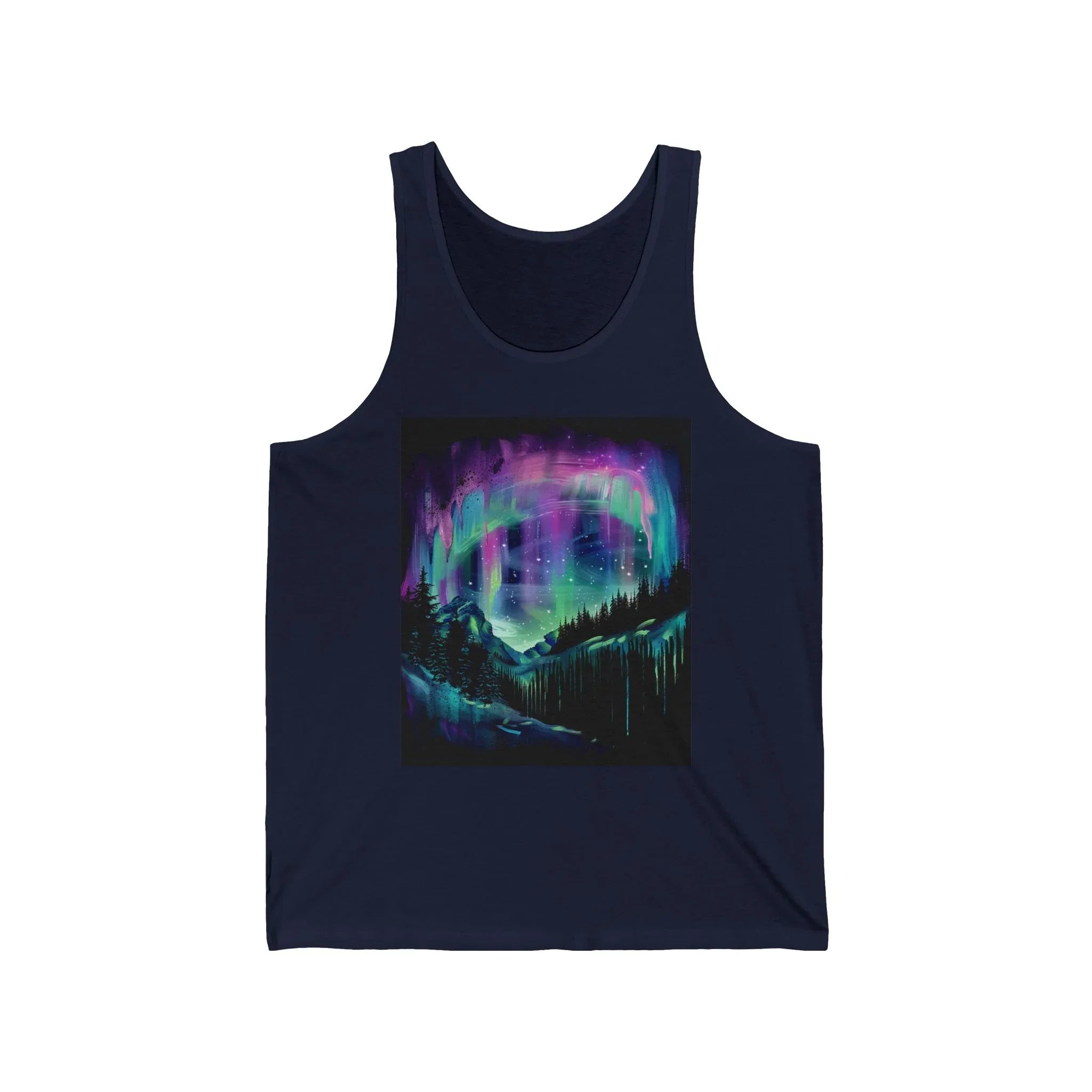 Aurora Borealis Tank top Northern Lights Night Sky, abstract art t-shirt, abstract graphic tee women, girls abstract shirt, modern abstract - 250 USA Celebration