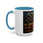Distressed American Flag Accent Coffee Mug — Patriotic 11/15oz