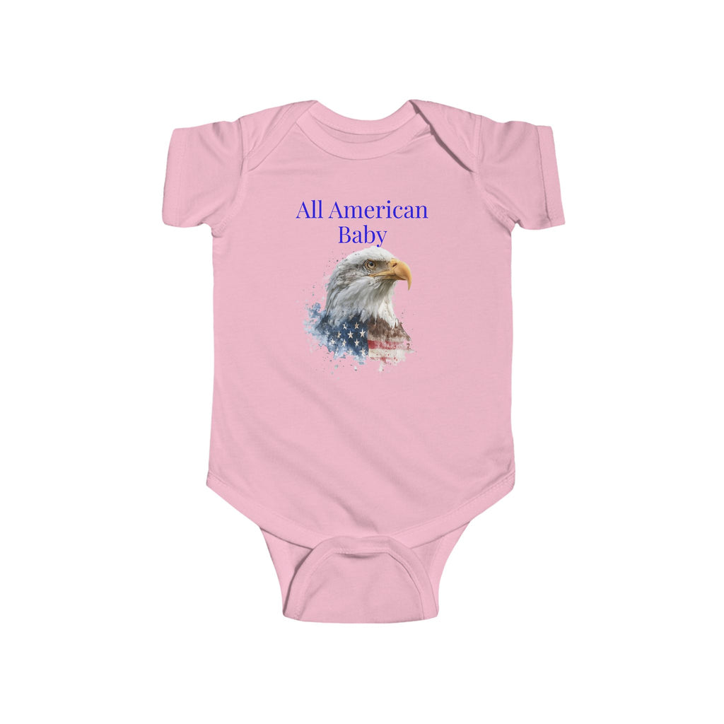 Infant Bodysuit - "All American Baby" / "The Smallest Patriot" Patriotic Eagle & Flag Onesie