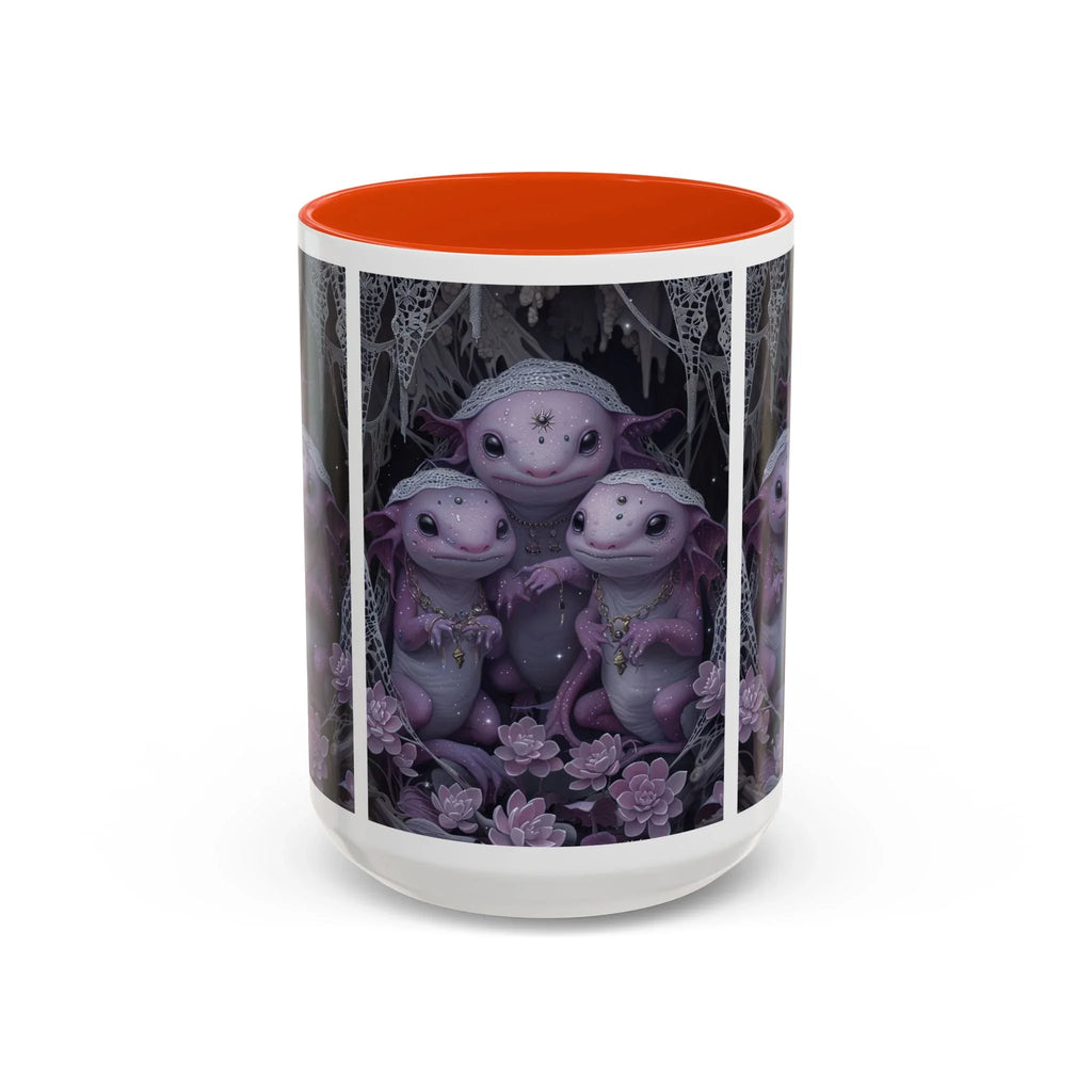 Purple Axolotl Trio Mug | Cute Amphibian Art Ceramic Coffee Cup - 250 USA Celebration