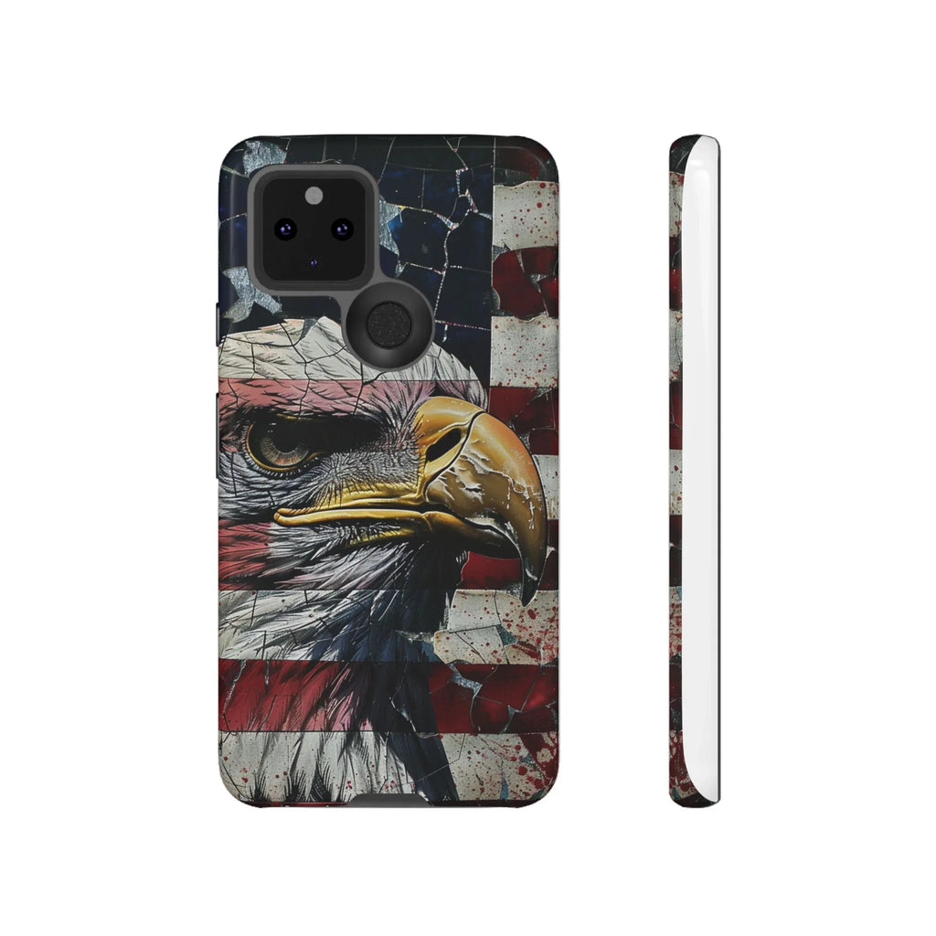 American Flag Bald Eagle phone case | Patriotic iPhone cover, cracked vintage flag design - 250 USA Celebration