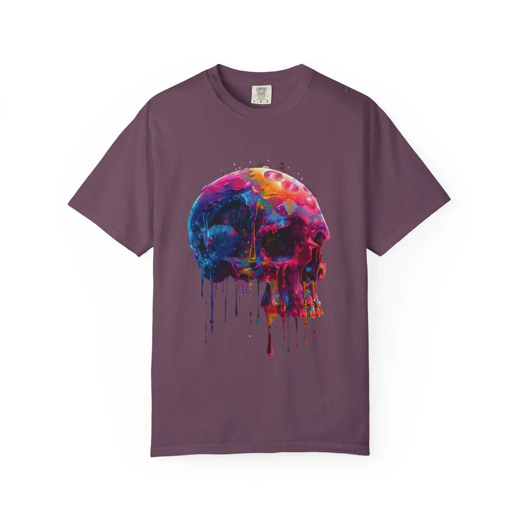 Colorful Drip Skull T-shirt | Watercolor Skull Shirt, Artistic Gothic Tee - 250 USA Celebration
