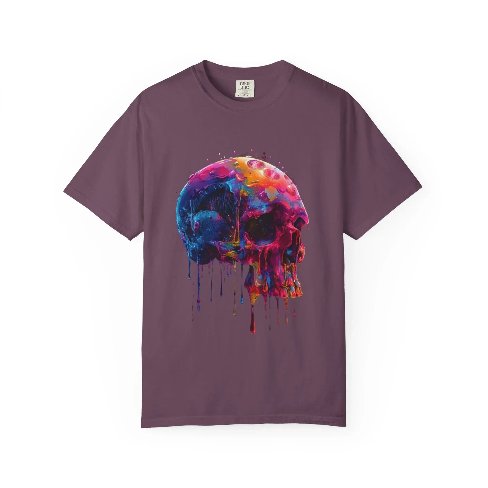 Colorful Drip Skull T-shirt | Watercolor Skull Shirt, Artistic Gothic Tee - 250 USA Celebration