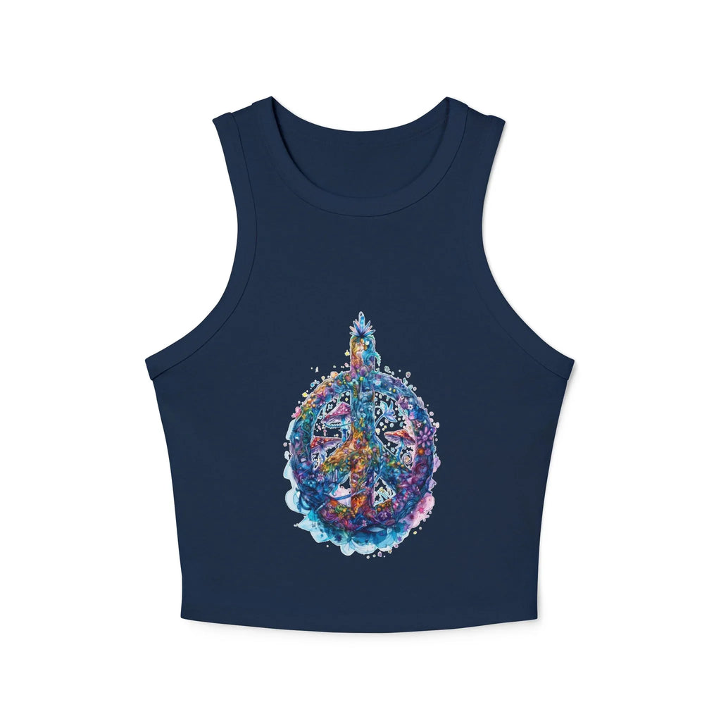 Watercolor Peace Sign Racer Tank Top | Tie Dye Boho Hippie - 250 USA Celebration
