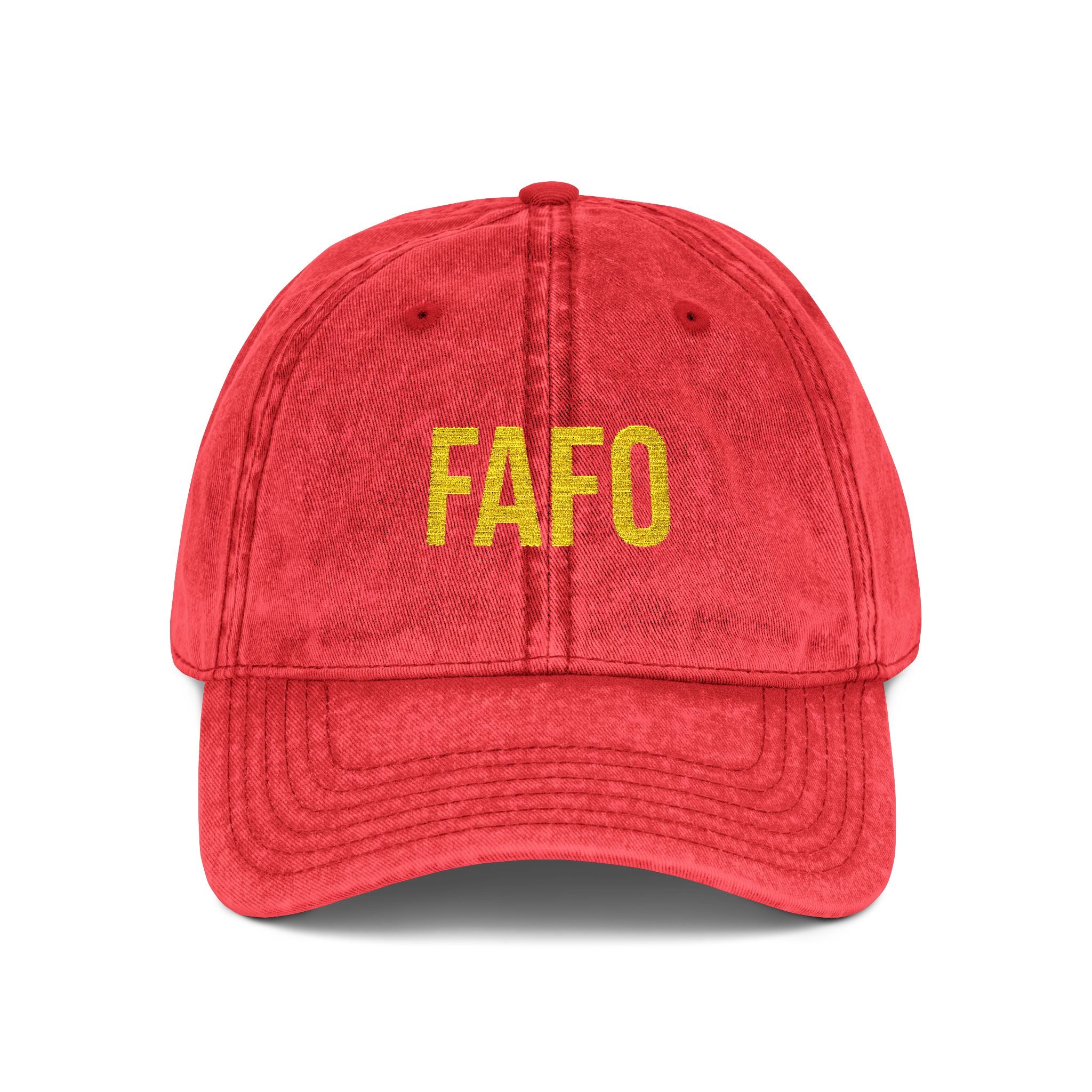 Vintage Embroidered Cap — FAFO Distressed Baseball Hat