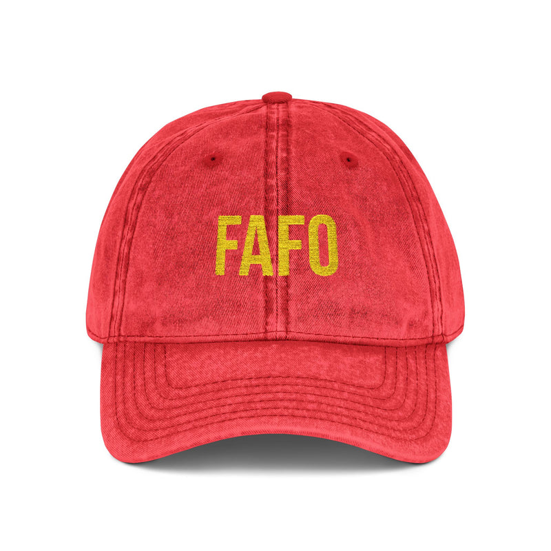 Vintage Embroidered Cap — FAFO Distressed Baseball Hat