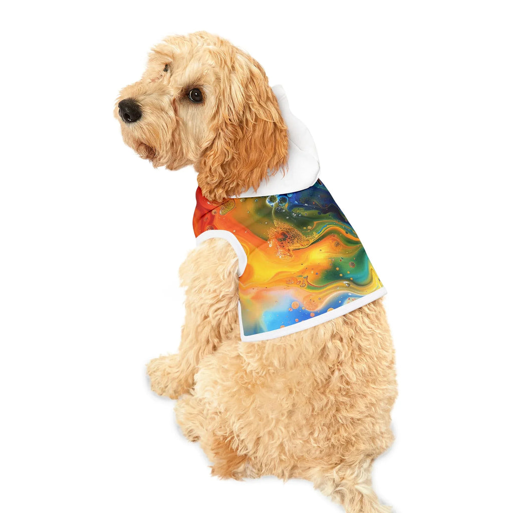 Abstract Color Swirl Pet Hoodie | Vibrant Liquid Marble Print - 250 USA Celebration
