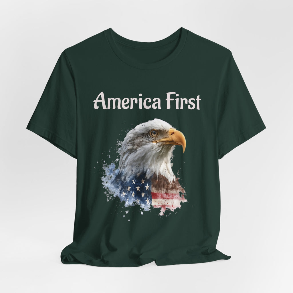 America First Eagle T-Shirt – Patriotic Bald Eagle Tee