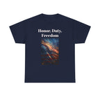 Honor, Duty, Freedom T-Shirt - Patriotic American Flag Galaxy Tee