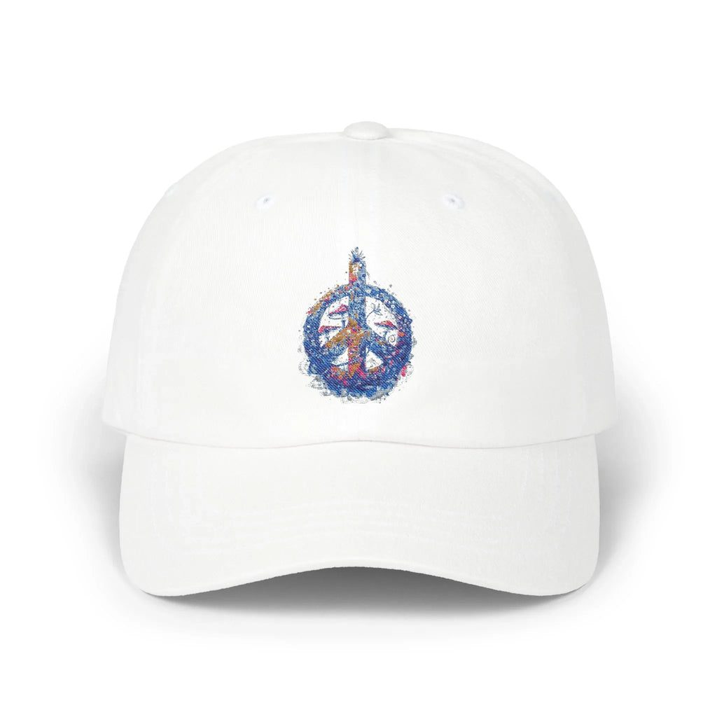 Peace Sign Floral Dad Cap | Watercolor Flower Peace Hat - 250 USA Celebration