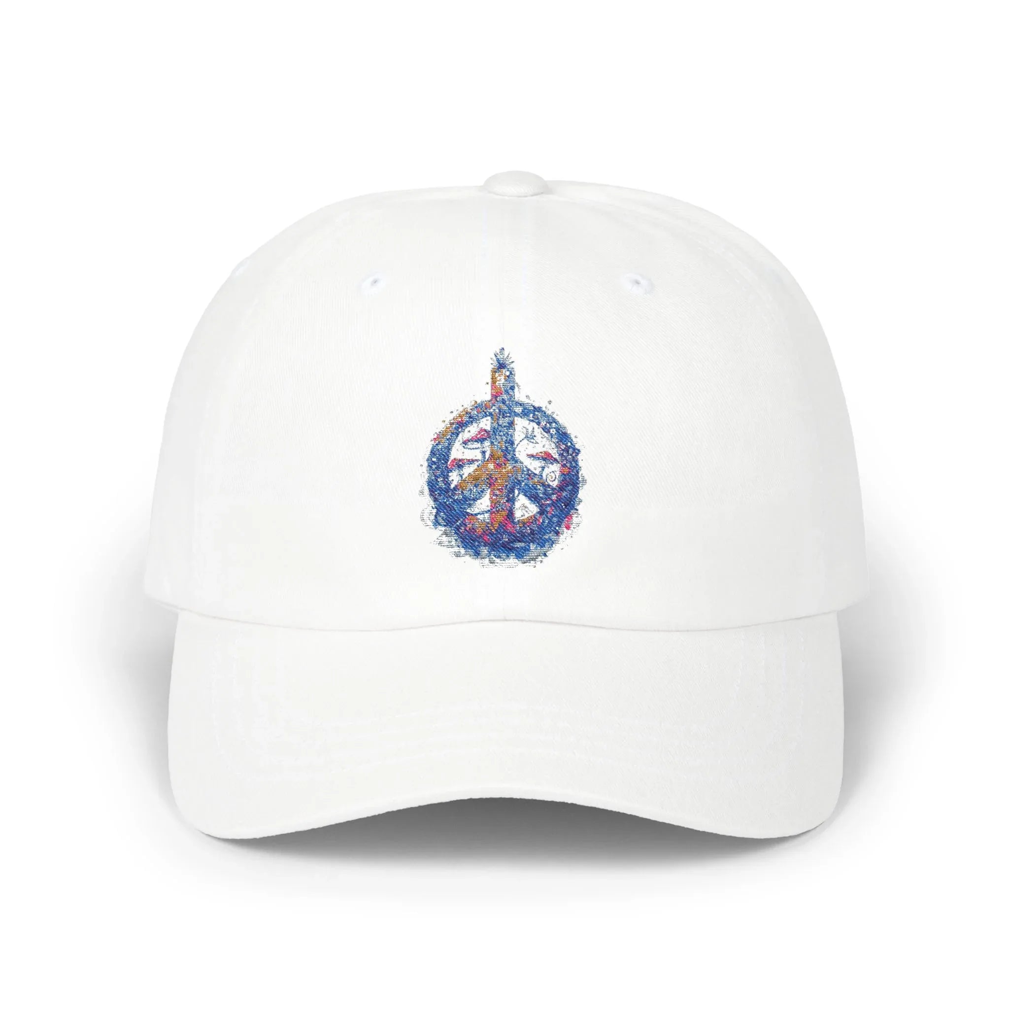 Peace Sign Floral Dad Cap | Watercolor Flower Peace Hat - 250 USA Celebration