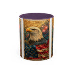 Bald Eagle with Tattered American Flag Coffee Mug | Fireworks Patriotic 11oz 15oz - 250 USA Celebration